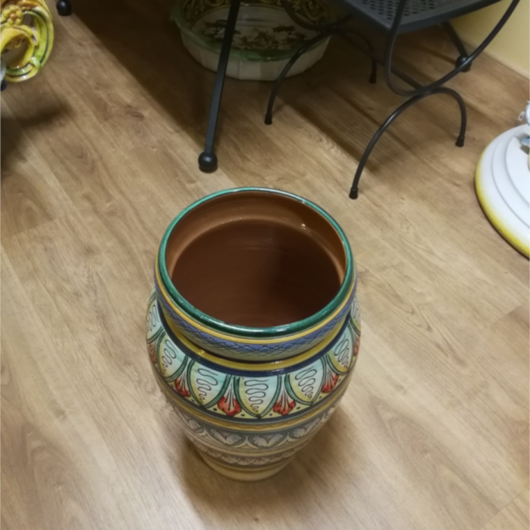 Portaombrelli Vaso In Ceramica Di Deruta Decoro Geometrico