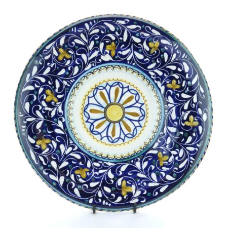 Piatto da parete in Ceramica di Castelli decoro Ornato Blu