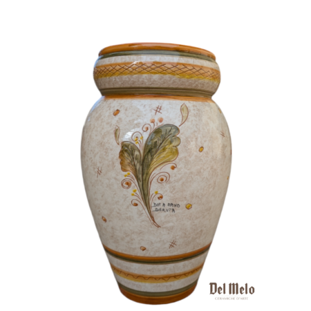 Portaombrelli Vaso in ceramica di Deruta decoro fiori Ocra