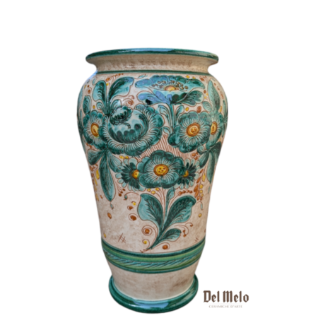 Portaombrelli Vaso in ceramica di Deruta decoro fiori Verde