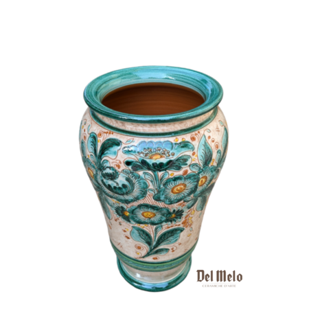 Portaombrelli Vaso in ceramica di Deruta decoro fiori Verde