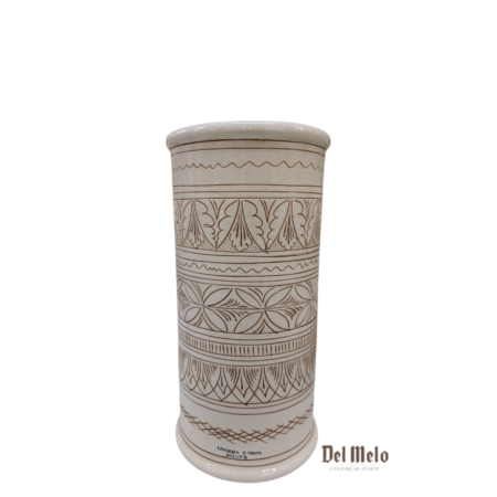 Portaombrelli Vaso in ceramica di Deruta decoro geometrico Bianco